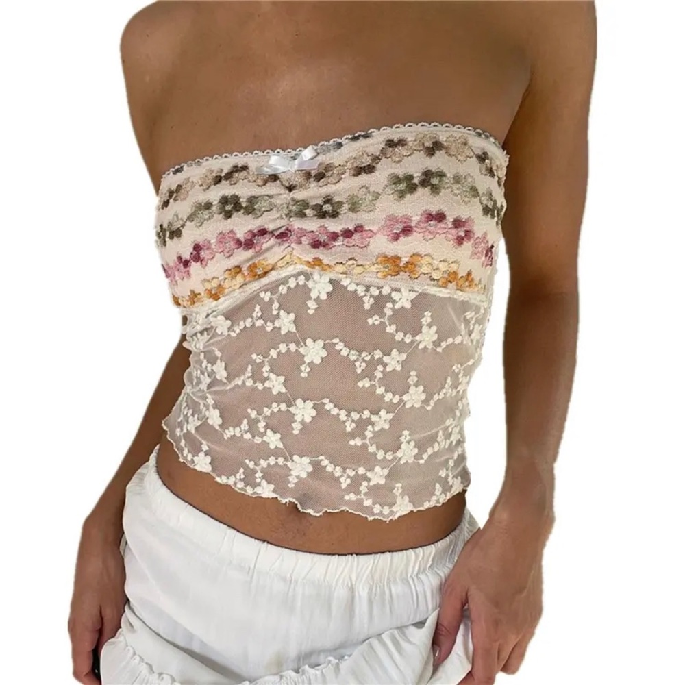 Y2K FLORAN BANDEAUX TUBE TOP